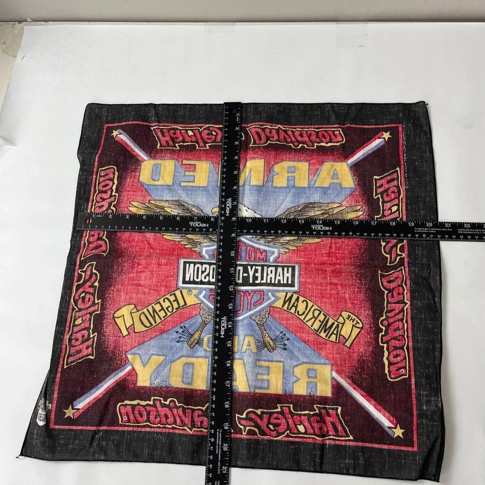 Vintage Harley Davidson Bandana Armed and Ready Eagle Biker Scarf USA Made